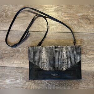 Botkier New York Thin Crossbody Leather Bag Purse Snakeskin / Black Pattern EUC